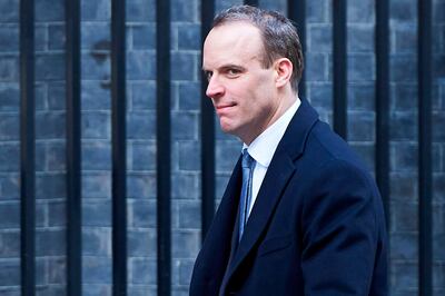 (FILES) In this file photo taken on February 06, 2018 Dominic Raab, then Minister of State for Housing and Planning, leaves 10 Downing street after the weekly cabinet meeting on February 6, 2018 in London. Dominic Raab was named Britain's new Brexit minister on July 9, 2018 after the resignation of David Davis. / AFP / NIKLAS HALLE'N
