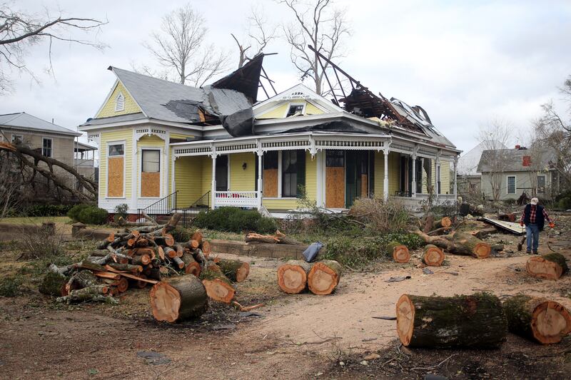 Many historic homes in Selma, Alabama were damaged by the storm. AP