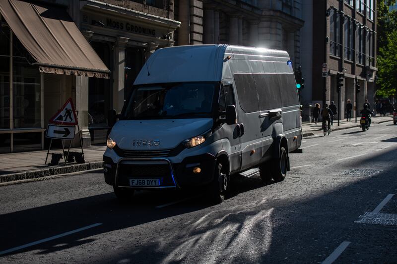 A prison van believed to be carrying Wayne Couzens arrives at the Old Bailey. Getty Images