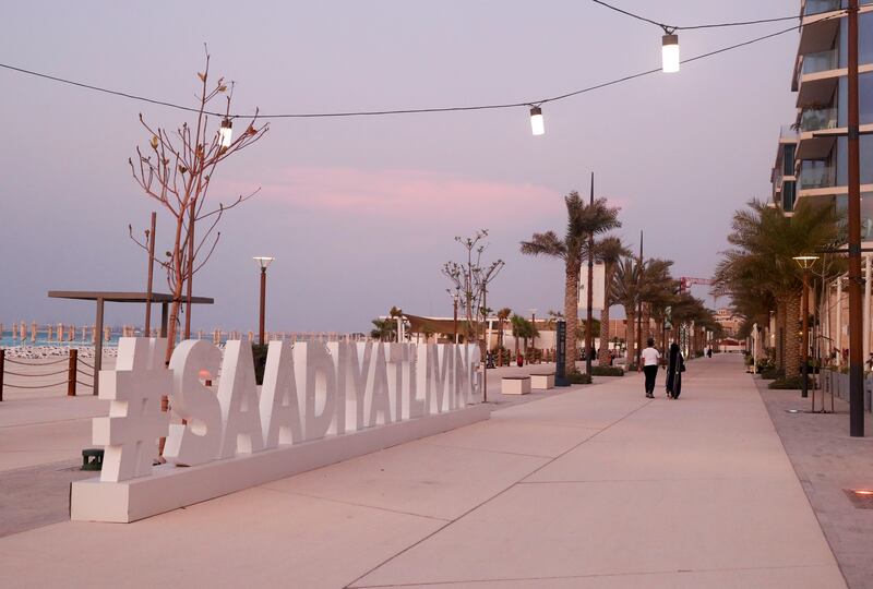 Al Saadiyat Island is one of the city's most coveted neighbourhoods with luxury apartments and stunning beaches.  Khushnum Bhandari/ The National
