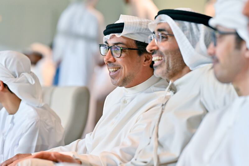 Sheikh Mansour pictured with Sheikh Theyab bin Zayed, president of Al Wahda Sports and Cultural Club. 