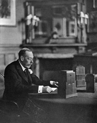 King George V giving his Christmas radio broadcast at Sandringham in 1934.  Getty Images