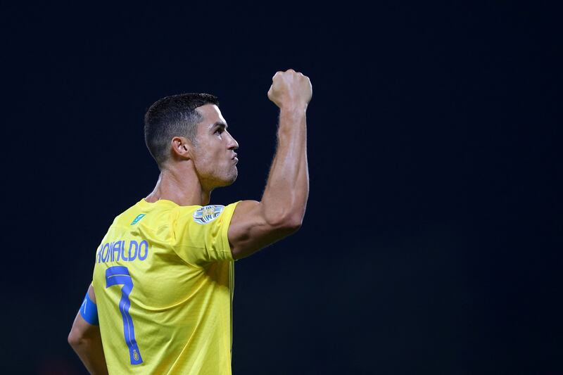 Al Nassr's Cristiano Ronaldo celebrates after scoring the winner from the penalty spot. AFP