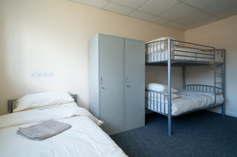 A bedroom at the asylum accommodation centre. It will house up to 1,700 single men but some local residents say the area lacks the infrastructure needed to cope 