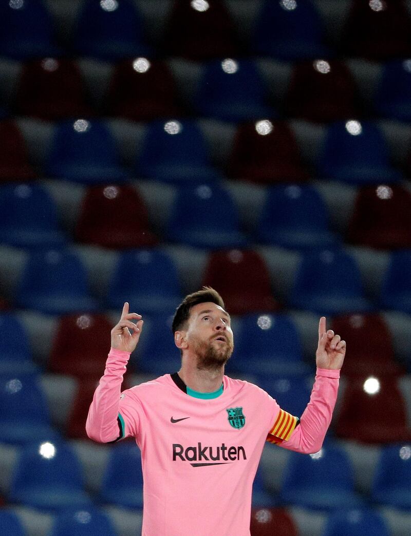 Messi celebrates his goal. EPA