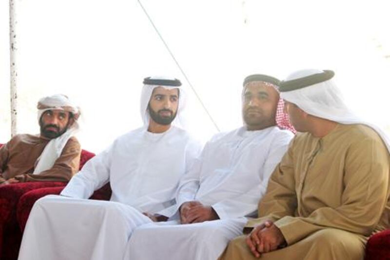 Sheikh Mohammad Bin Saud Bin Saqr Al Qasimi, Crown Prince of RAK, (second from left) has offered his condolences to the family of Ferris wheel victim Abdullah Al Habsi. WAM