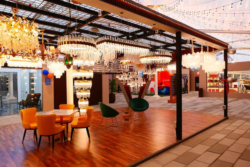 Decorative lights illuminates the Souk Al Marfa.