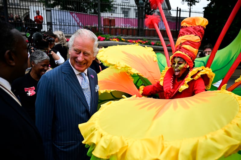 Prince Charles visits the Festival Site at Victoria Square. AP
