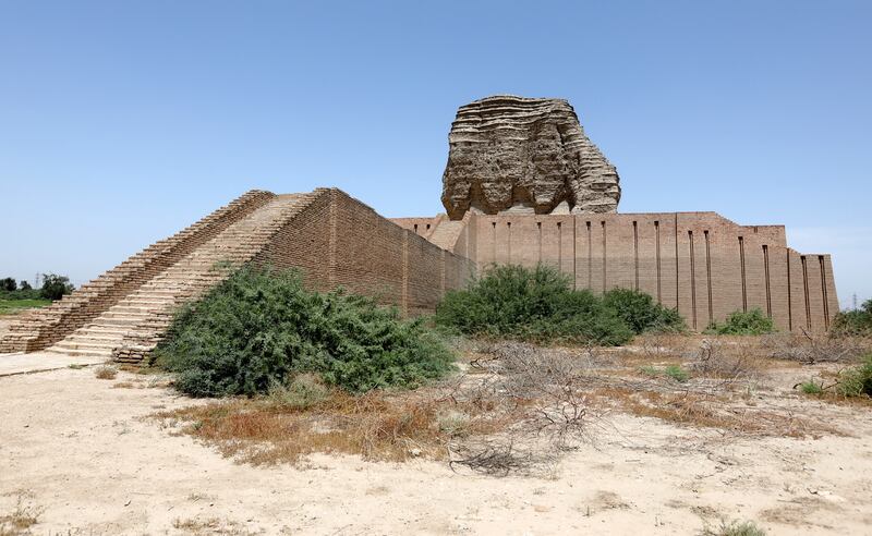 The 3,000-year-old Babylonian-era ziggurat of Aqar Quf towers above the landscape in Abu Ghraib town, 30km west of Baghdad. All photos: EPA