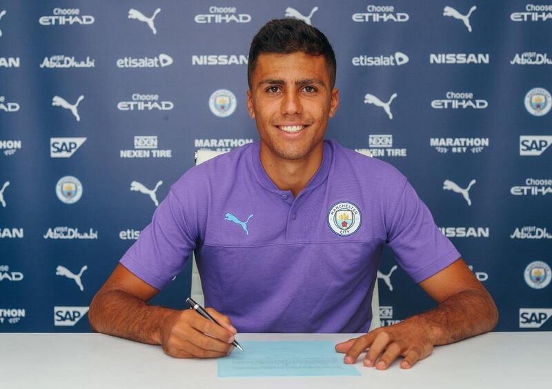 Handout photo provided by Manchester City Football Club of new signing Rodri. PRESS ASSOCIATION Photo. Issue date: Thursday July 4, 2019. Manchester City have signed Spain midfielder Rodri on a five-year deal from Atletico Madrid, the Premier League champions have announced. See PA story SOCCER Man City. Photo credit should read: Manchester City Football Club/PA Wire. NOTE TO EDITORS: This handout photo may only be used in for editorial reporting purposes for the contemporaneous illustration of events, things or the people in the image or facts mentioned in the caption. Reuse of the picture may require further permission from the copyright holder.