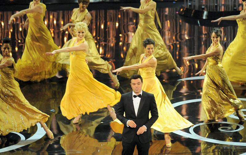 Host Seth MacFarlane performs onstage at the 85th Annual Academy Awards on February 24, 2013 in Hollywood, California. AFP PHOTO/Robyn BECK (Photo by ROBYN BECK / AFP)