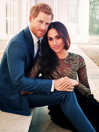 FILE PHOTO: An official engagement photo released by Kensington Palace of Prince Harry and Meghan Markle taken by photographer Alexi Lubomirski, at Frogmore House in Windsor, Britain, December 21, 2017. Picture taken in the week commencing December 17, 2017. Alexi Lubomirski/Courtesy of Kensington Palace/Handout via REUTERS  ATTENTION EDITORS - THIS IMAGE WAS SUPPLIED BY A THIRD PARTY. NO RESALES. NO ARCHIVE./File Photo