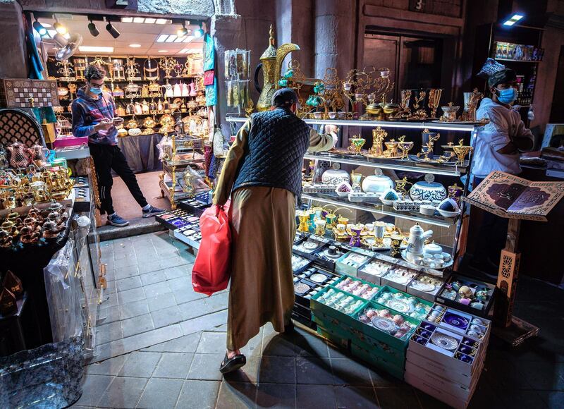 Abu Dhabi, United Arab Emirates, January 10, 2021.Jordanian market area at the Sheikh Zayed Festival.
Victor Besa/The National
Section:  NA
Reporter:  Saeed Saeed
