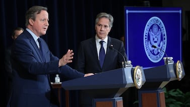 UK Foreign Minister David Cameron with US Secretary of State Antony Blinken in Washington last week. AFP