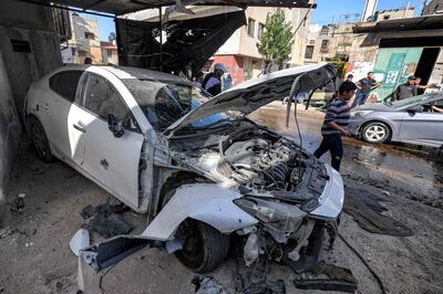 A vehicle destroyed during the operation at the Jenin camp. AFP