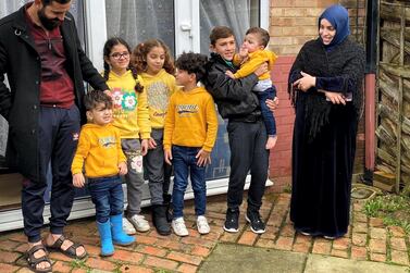 Fawaz was finally reunited with his aunt, uncle and cousins after arriving in the UK. Courtesy Goodwill Caravan
