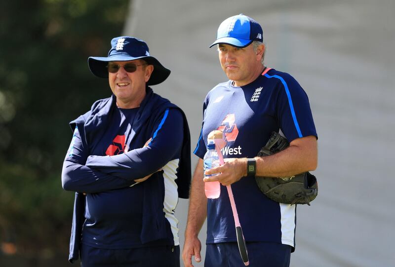 File photo dated 31-07-2018 of England head coach Trevor Bayliss (left) with bowling coach Chris Silverwood. PRESS ASSOCIATION Photo. Issue date: Monday October 7, 2019. Chris Silverwood has been appointed as England’s new head coach, the England and Wales Cricket Board has announced. See PA story CRICKET England. Photo credit should read Mike Egerton/PA Wire.