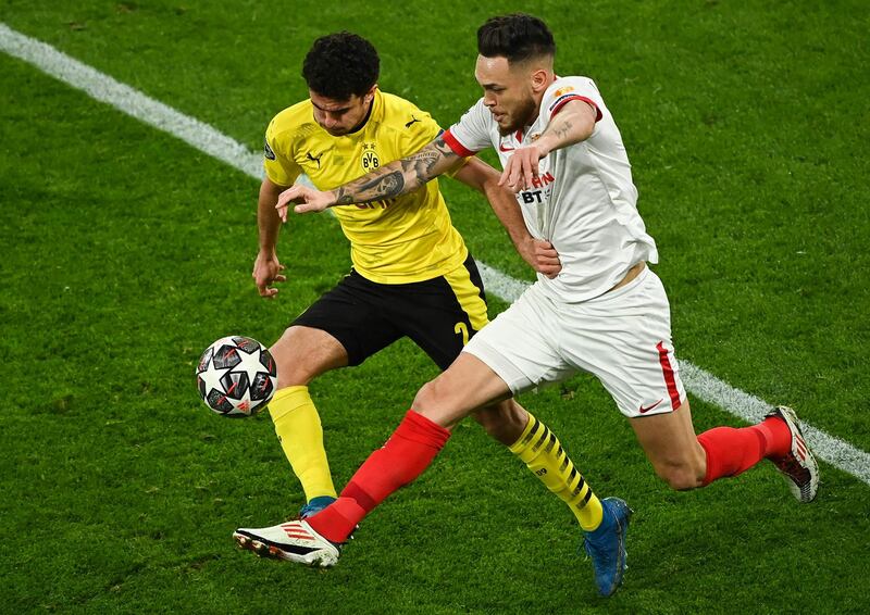 Left midfield: Lucas Ocampos (Sevilla) - Full of energy and desire, despite struggling for fitness, the Argentine’s initiatives against Dortmund gave Sevilla their belief that the tie might just be turned around. They fell short but not by much in the end. AFP