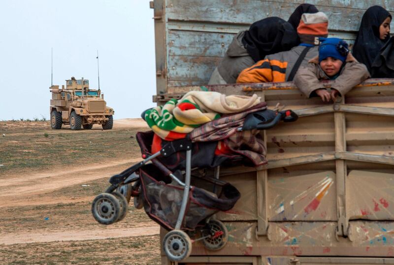 Civilians fleeing from Baghouz area in the eastern Syrian province of Deir Ezzor. AFP
