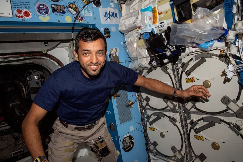 UAE astronaut Sultan Al Neyadi in the Japanese KIBO module of the ISS. Photo: MBRSC