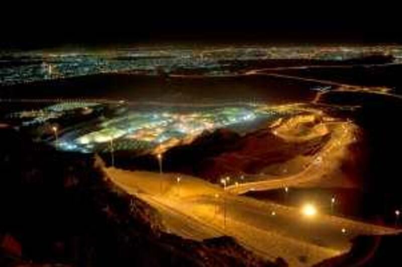 Lights brighten Al Ain as seen from Jebel Hafeet. Electricity use such as excessive night lighting is a growing problem in the UAE.