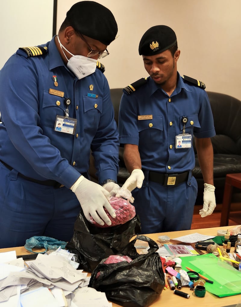 Dubai Customs officers confiscated knives and needles associated with sorcery and vials of animal blood and other liquids.