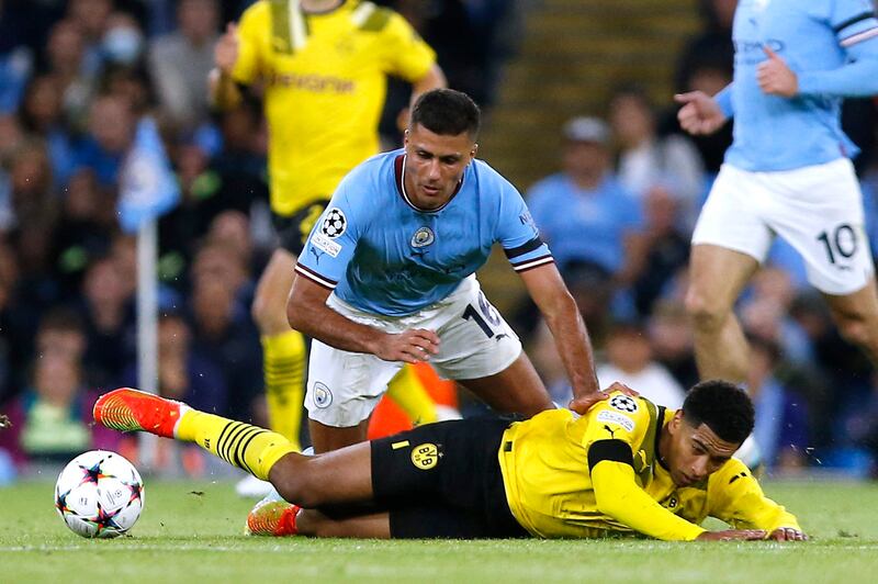 Rodri 5 – Overran by Bellingham in the middle of the park after the break and picked up a card after clattering into the teenager. Reuters