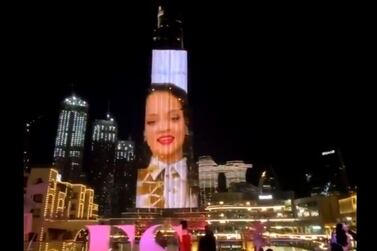 Rihanna was projected on to the side of the Burj Khalifa to celebrate the launch of Fenty Skin. Twitter