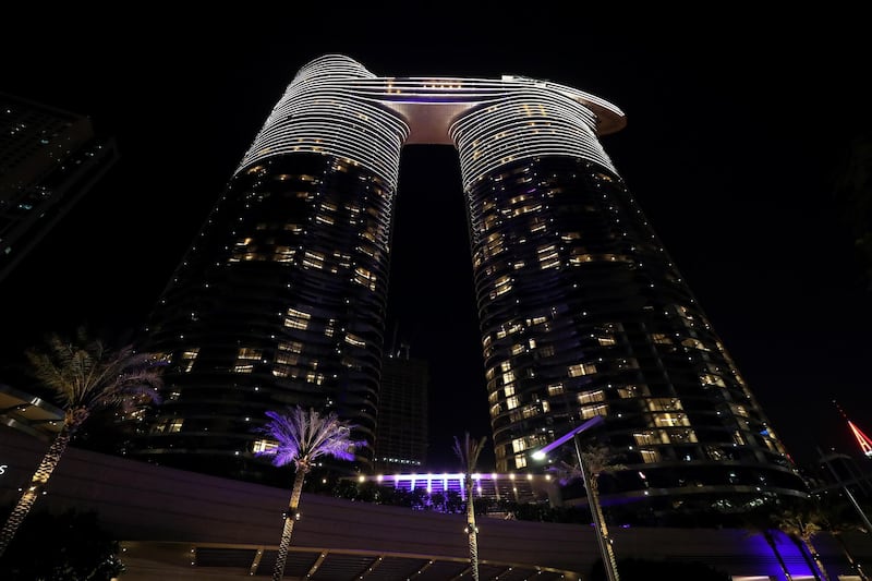 Dubai, United Arab Emirates - Reporter: N/A. News. The Address Sky View in Downtown, Dubai. Tuesday, April 13th, 2021. Dubai. Chris Whiteoak / The National
