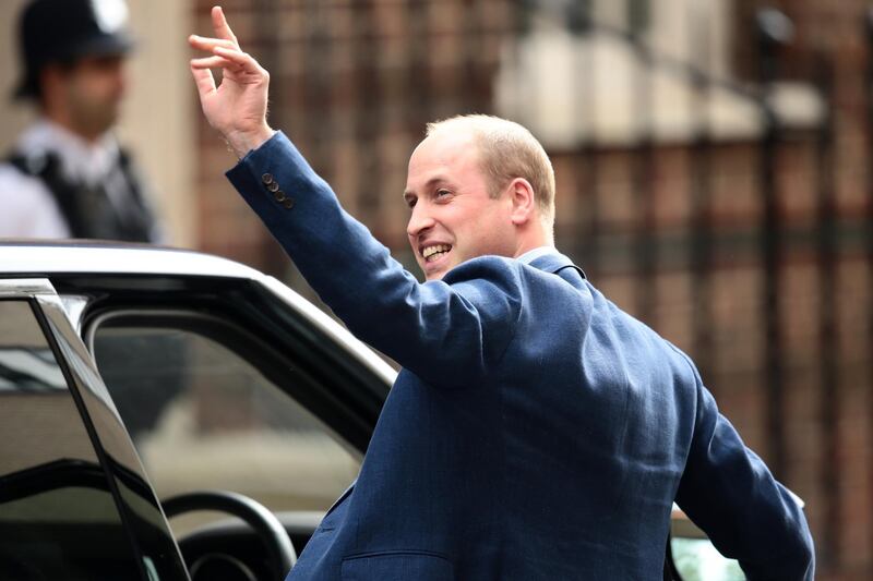 Prince William, Duke of Cambridge, leaves the Lindo Wing of St Mary's Hospital after Catherine, Duchess of Cambridge, gave birth to a baby boy on April 23, 2018 in London, England. (Jack Taylor/Getty Images)