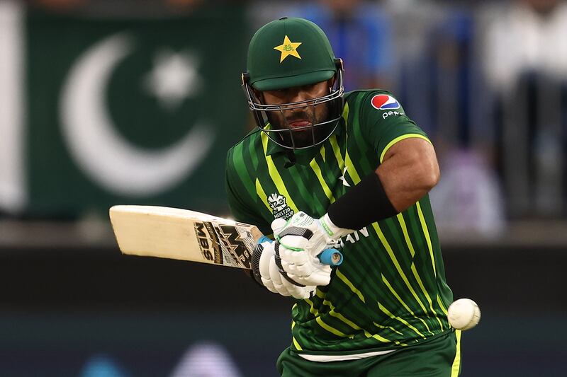  Iftikhar Ahmed of Pakistan bats against the Netherlands. Getty