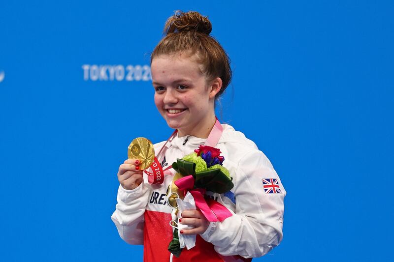 Maisie Summers-Newton with her gold medal. Reuters