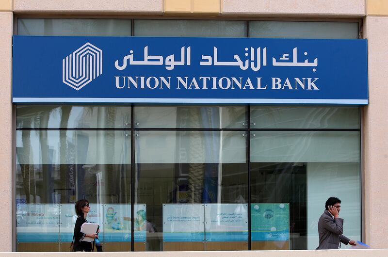 
DUBAI , UNITED ARAB EMIRATES Ð Feb 8 : Branch of Union National Bank at Gold and Diamond park in Dubai. ( Pawan Singh / The National ) For Business Stock.

