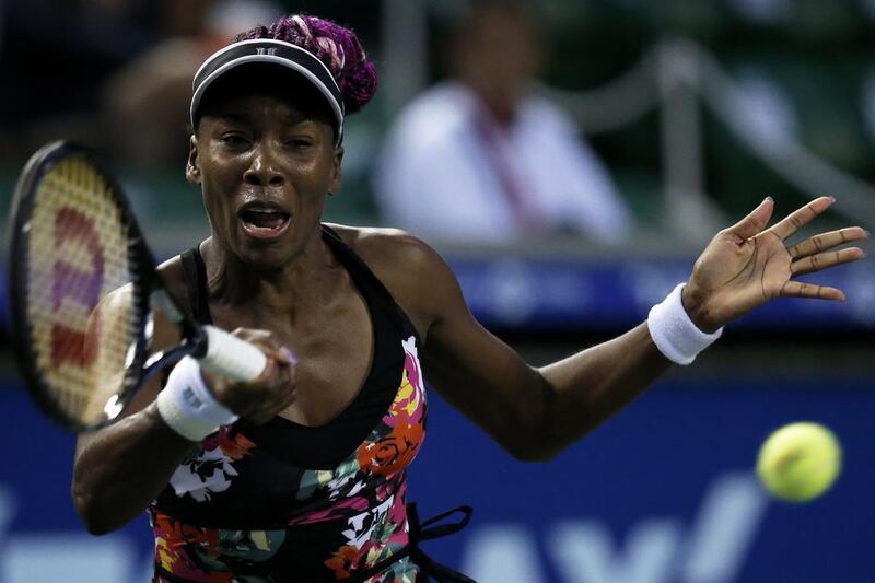 Venus Williams of the US returns a shot against Petra Kvitova of the Czech Republic during their semifinal match of the Toray Pan Pacific Open tennis tournament in Tokyo last week. Williams said she is open to playing five-set matches just like the men. Kiyoshi Ota / EPA
