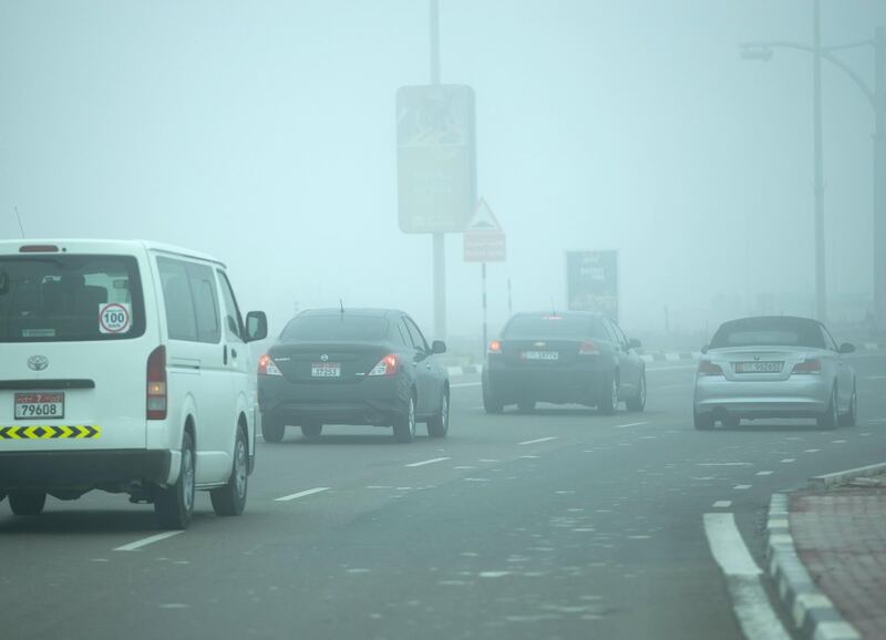 Abu Dhabi, United Arab Emirates, April 8, 2021.  Foggy morning at Khalifa City, Abu Dhabi.
Victor Besa/The National
Section:  AC