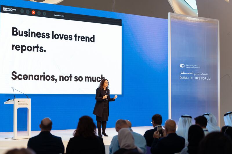 Amy Webb, chief executive of the Future Today Institute, says some governments and businesses are preoccupied with the present. Photo: Dubai Future Foundation