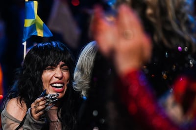 Singer Loreen celebrates after winning the final of the Eurovision Song contest 2023. AFP