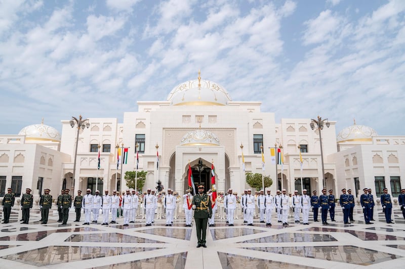 ABU DHABI, UNITED ARAB EMIRATES - February 4, 2019: Day two of the UAE papal visit - Members of the UAE Armed participate during a reception for His Holiness Pope Francis, Head of the Catholic Church (not shown), at the Presidential Palace.
( Eissa Al Hammadi for the Ministry of Presidential Affairs )
---
