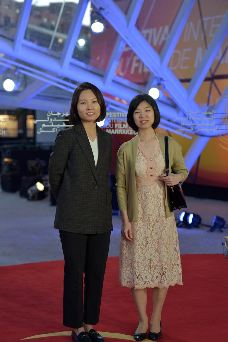 Korean directors Sol Kim and Lee Jihyoung attend the screening of 'Adam' during the 18th annual Marrakech International Film Festival, in Marrakech, Morocco, on Tuesday, December 3, 2019. EPA