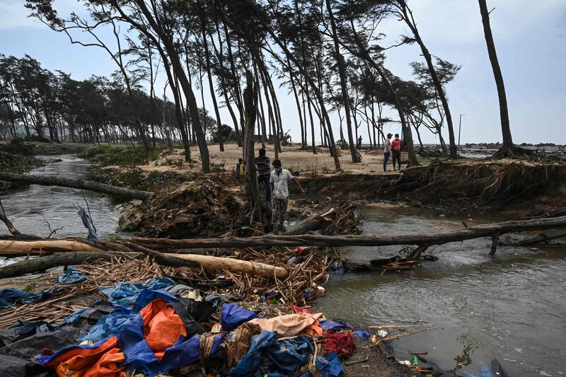 Storm debris after Cyclone Yaas hit India's east coast about 190km from Kolkata on May 27. AFP