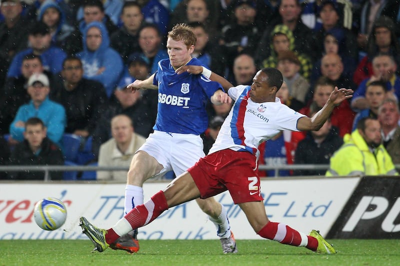 Cardiff City's Chris Burke (left) and Crystal Palace's Nathaniel Clyne (right)   (Photo by Lynne Cameron/PA Images via Getty Images)
