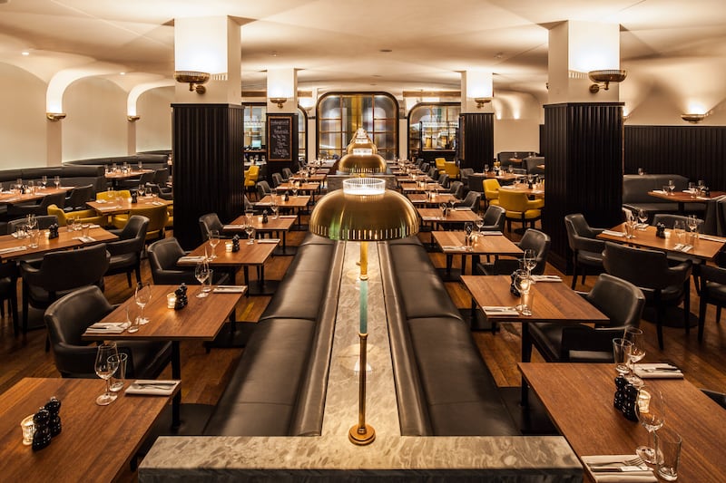 The decor at Hawksmoor Knightsbridge, complete with brown leather banquettes,  screams old-fashioned gentleman’s club. All photos: Hawksmoor Group