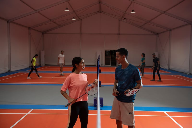 An indoor badminton court at Zabeel Sports District