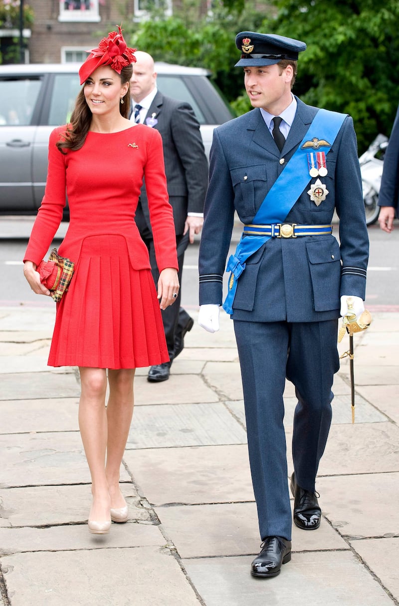 LONDON, ENGLAND - JUNE 03:  Catherine, Duchess of Cambridge and Prince William, Duke of Cambridge prepare to board the royal barge 'Spirit of Chartwell' during the Thames Diamond Jubilee Pageant on June 3, 2012 in London, England. For only the second time in its history the UK celebrates the Diamond Jubilee of a monarch. Her Majesty Queen Elizabeth II celebrates the 60th anniversary of her ascension to the throne. Thousands of well-wishers from around the world have flocked to London to witness the spectacle of the weekend's celebrations. The Queen along with all members of the royal family will participate in a River Pageant with a flotilla of a 1,000 boats accompanying them down The Thames, the star studded free concert at Buckingham Palace, and a carriage procession and a service of thanksgiving at St Paul's Cathedral.  (Photo by WPA - David Crump/Getty Images)