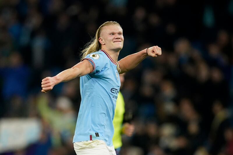 CF: Erling Haaland (Manchester City). The Norwegian combined with De Bruyne to devastating affect against Arsenal, assisting both of the Belgian’s goals before scoring his side’s fourth and his 33rd of the season – a new Premier League record. It’s all getting a bit boring now… AP