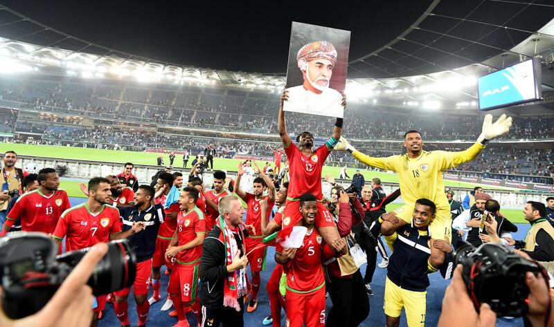 Oman players celebrates their winning after the Gulf Cup of Nations. Noufal Ibrahim / EPA