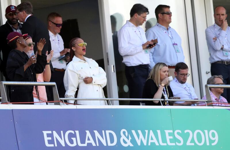 Rihanna in the stands during the match between West Indies and Sri Lanka at Emirates Riverside, Chester-Le-Street. AP Photo