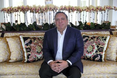 DUBAI , UNITED ARAB EMIRATES , MARCH 13  – 2017 :- Ahmass Fakahany , legendary restaurateur and former President and COO of Merrill Lynch at the Palazzo Versace hotel in Dubai. ( Pawan Singh / The National ) For Business