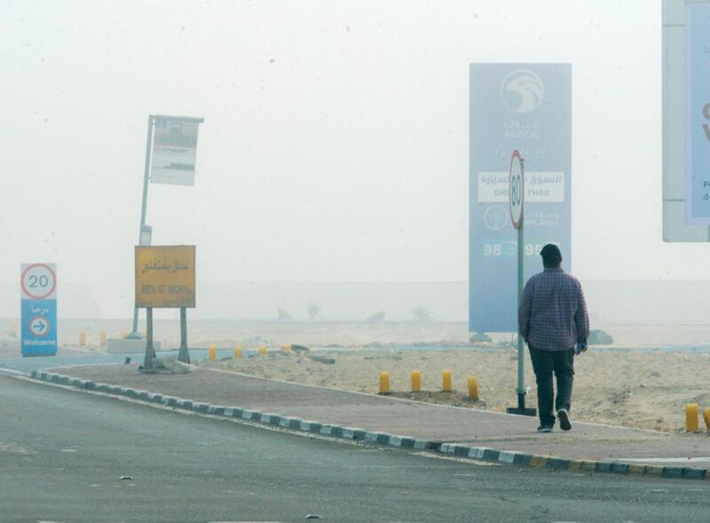 Abu Dhabi, United Arab Emirates, January 16, 2021.  Foggy morning at Khalifa City, Abu Dhabi.Victor Besa/The NationalSection:  NAReporte: