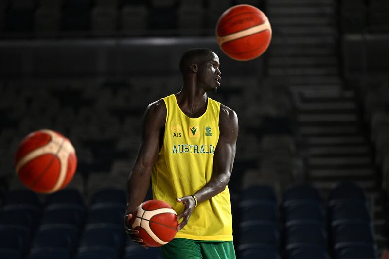 Basketball player Thon Maker trains with the Australian Boomers men's national side at John Cain Arena in Melbourne, Victoria, Australia. EPA